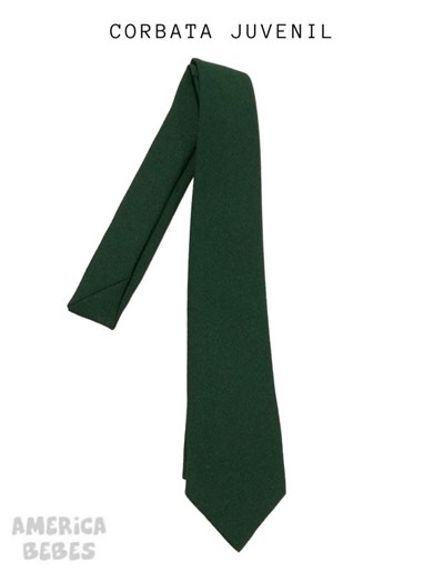 Corbata primeria verde juvenil con pasador,largo 1,20 cm x 6 colegial.