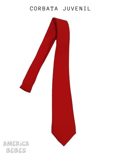 Corbata primaria roja juvenil con pasador, largo 1,20cm x 6 colegial.