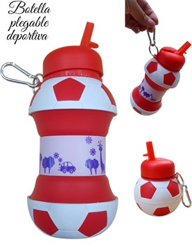PROMO 40% OFF: BOTELLA SILICONA VASO PLEGABLE DEPORTIVA FORMA PELOTA