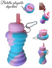 PROMO 40% OFF: ROSA BOTELLA SILICONA VASO PLEGABLE DEPORTIVA FORMA DONA