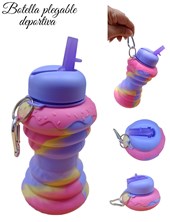 PROMO 40% OFF: LILA BOTELLA SILICONA VASO PLEGABLE DEPORTIVA FORMA DONA