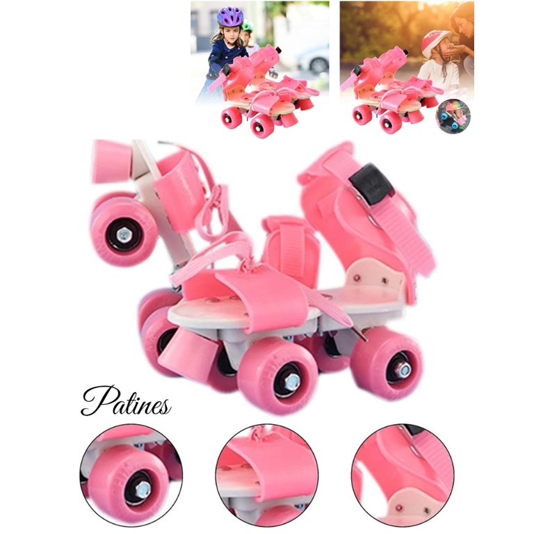 PATIN INFANTIL DE 4 RUEDAS ajuste con hebilla, freno delantero, ruedas PVC. Extensible talle 23 al 32
