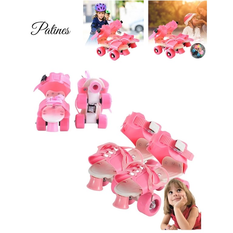 PATIN INFANTIL DE 4 RUEDAS ajuste con hebilla, freno delantero, ruedas PVC. Extensible talle 23 al 32