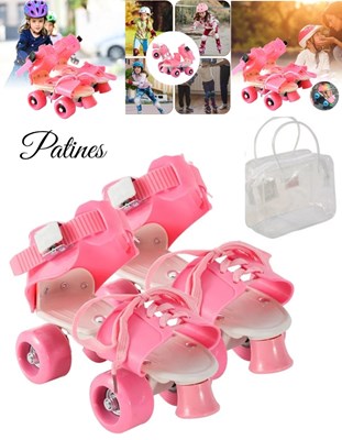 PATIN INFANTIL DE 4 RUEDAS ajuste con hebilla, freno delantero, ruedas PVC. Extensible talle 23 al 32