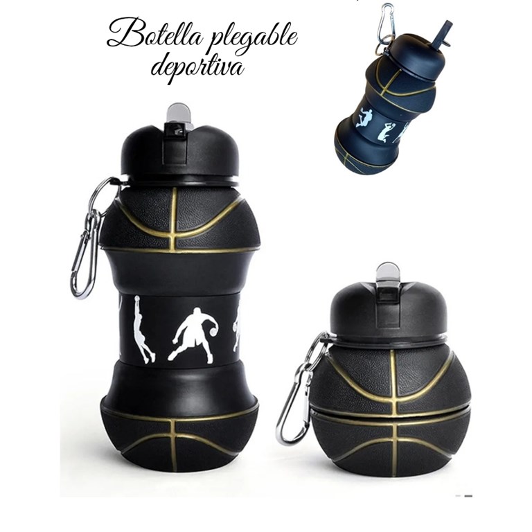 PROMO 40% OFF: NEGRO BOTELLA PLEGABLE DEPORTIVA FORMA DE PELOTA