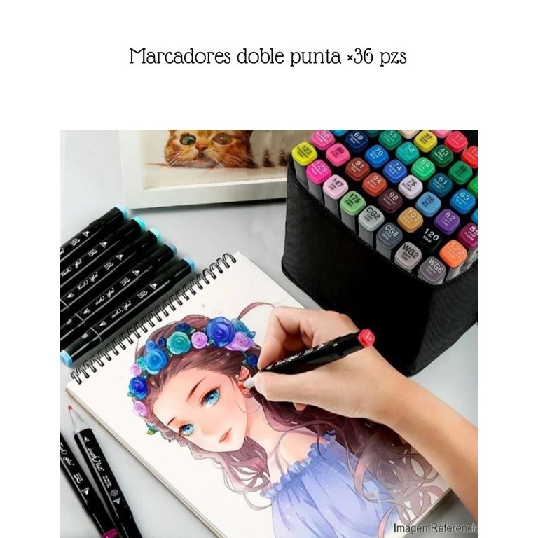 MARCADORES DOBLE PUNTA X 36 UNIDADES EN ESTUCHE CON CIERRE