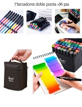 MARCADORES DOBLE PUNTA X 36 UNIDADES EN ESTUCHE CON CIERRE