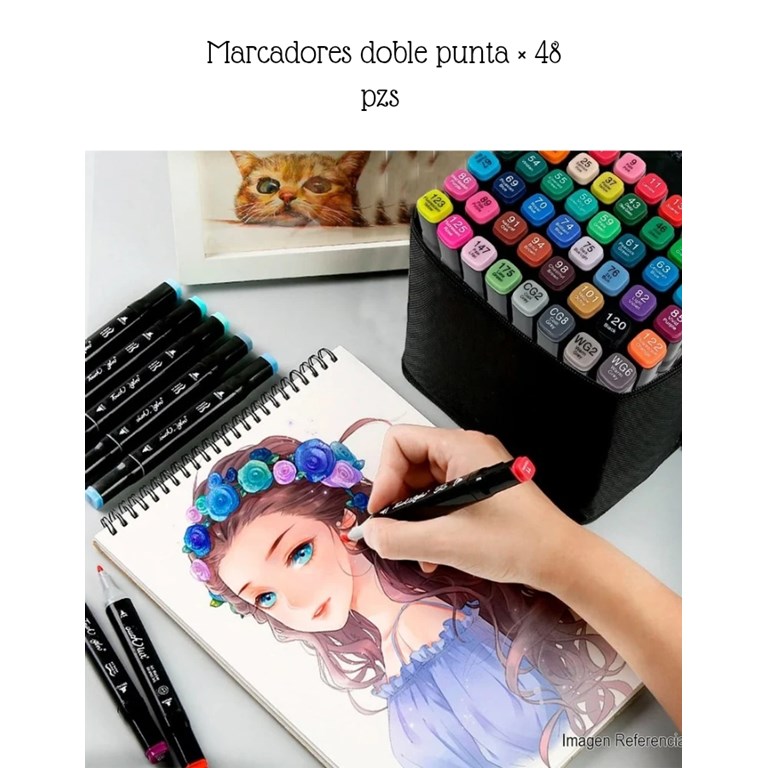MARCADORES DOBLE PUNTA X 48 UNIDADES EN ESTUCHE CON CIERRE
