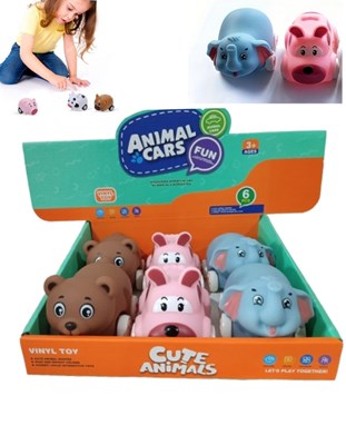 ANIMALITO AUTO PULL BACK , EN CAJA  EXHIBIDORA 10CM. E LEARNING
