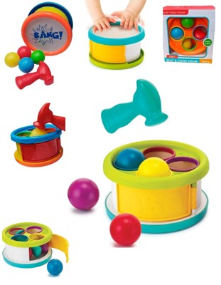 TAMBOR Y JUEGO DE ENCASTRE '2 EN 1' PARA BEBES E-LEARNING