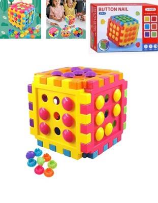 CUBO CREATIVO CON BOTONES DE COLORES Y FORMAS GEOMETRICAS DESARMABLES '2 EN 1' E-LEARNING