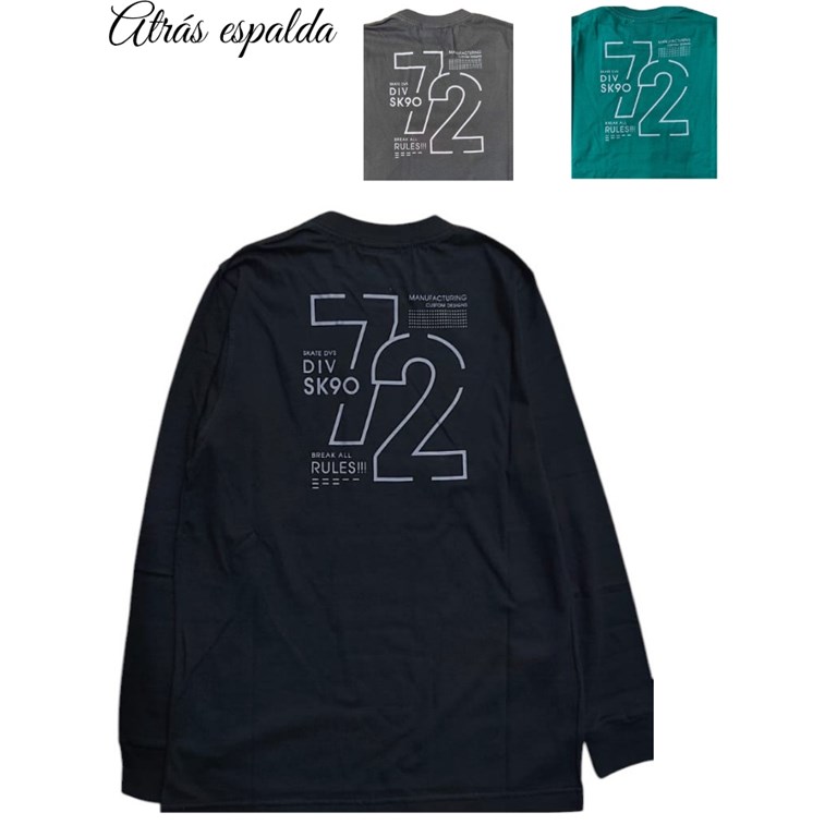 REMERA NENE MANGA LARGA, ESTAMPA FRENTE Y ESPALDA '72'. FLIRTY