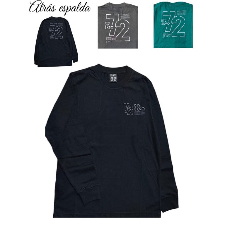 REMERA NENE MANGA LARGA, ESTAMPA FRENTE Y ESPALDA '72'. FLIRTY