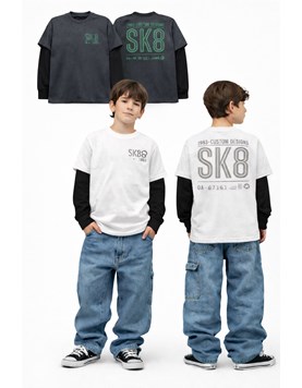 REMERA MANGA LARGA  DOBLE,  ESTAMPA ESPALDA 'SK8'. FLIRTY