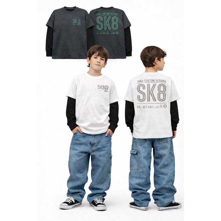 REMERA MANGA LARGA  DOBLE,  ESTAMPA ESPALDA 'SK8'. FLIRTY