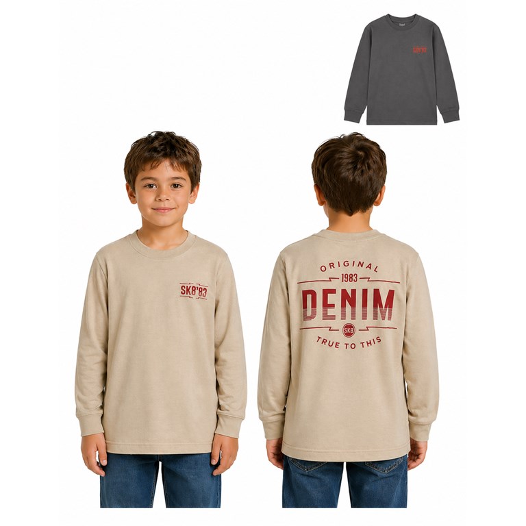 REMERA MANGA LARGA ESTAMPA 'DENIM'. FLIRTY