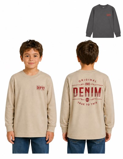 REMERA MANGA LARGA PARA NENE ESTAMPA 'DENIM'. FLIRTY