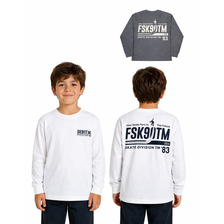 REMERA MANGA LARGA PARA NENE ESTAMPA FRENTE Y ESPALDA 'SFK9 T.M'. FLIRTY