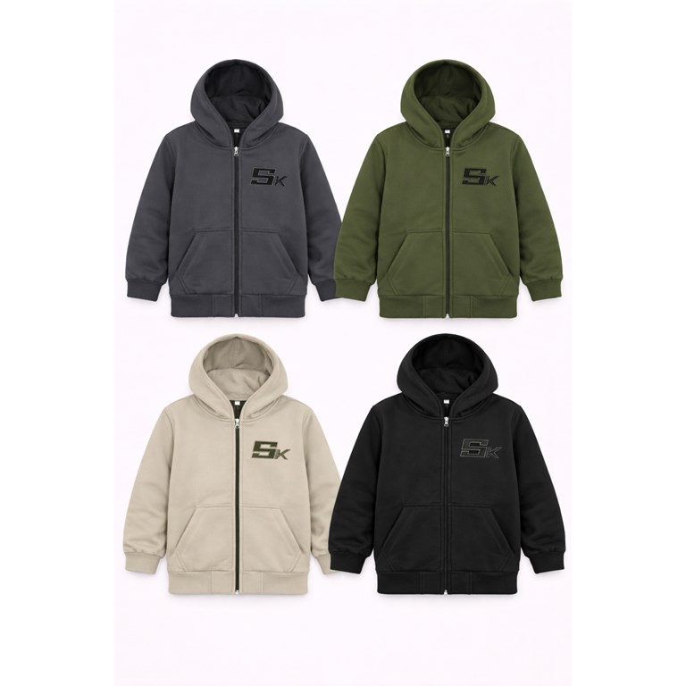 CAMPERA INTERIOR VISON BORDADO 'SK'  CON CAPUCHA Y BOLSILOS, VARON . FLIRTY