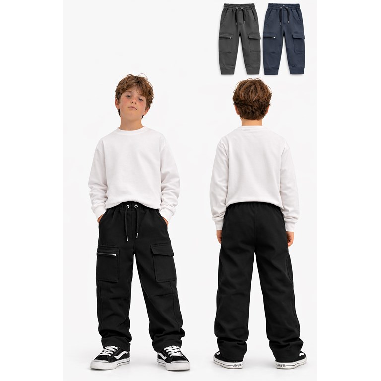 JOGGING PARA NENE DE FRISA CON LYCRA CARGO CON CIERRE Y PUÑO. FLIRTY
