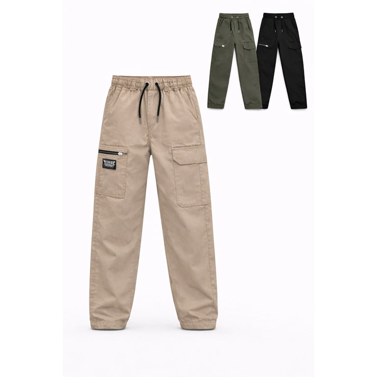 PANTALON DE GABARDINA CARGO CON BOLSILOS Y CIERRE. FLIRTY