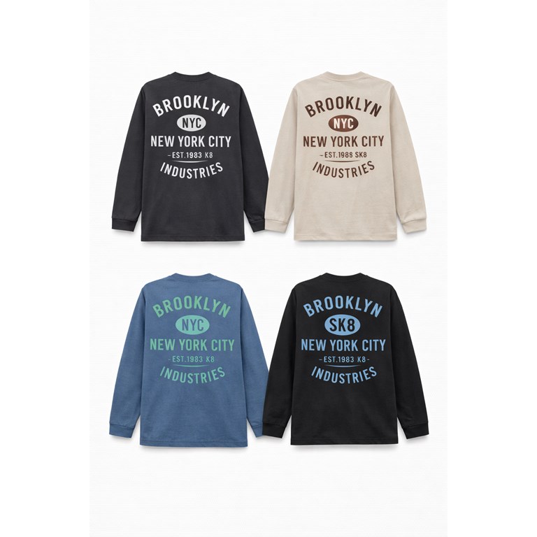 REMERA PARA NENE MANGA LARGA ESTAMPA ' BROOKLYN'. FLIRTY