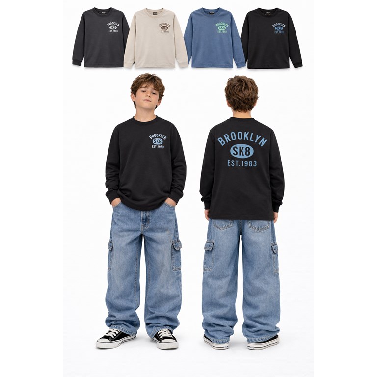 REMERA PARA NENE MANGA LARGA ESTAMPA ' BROOKLYN'. FLIRTY