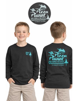 REMERA MANGA LARGA ESTAMPA ESPALDA 'PIZZA PLANET'. FLIRTY