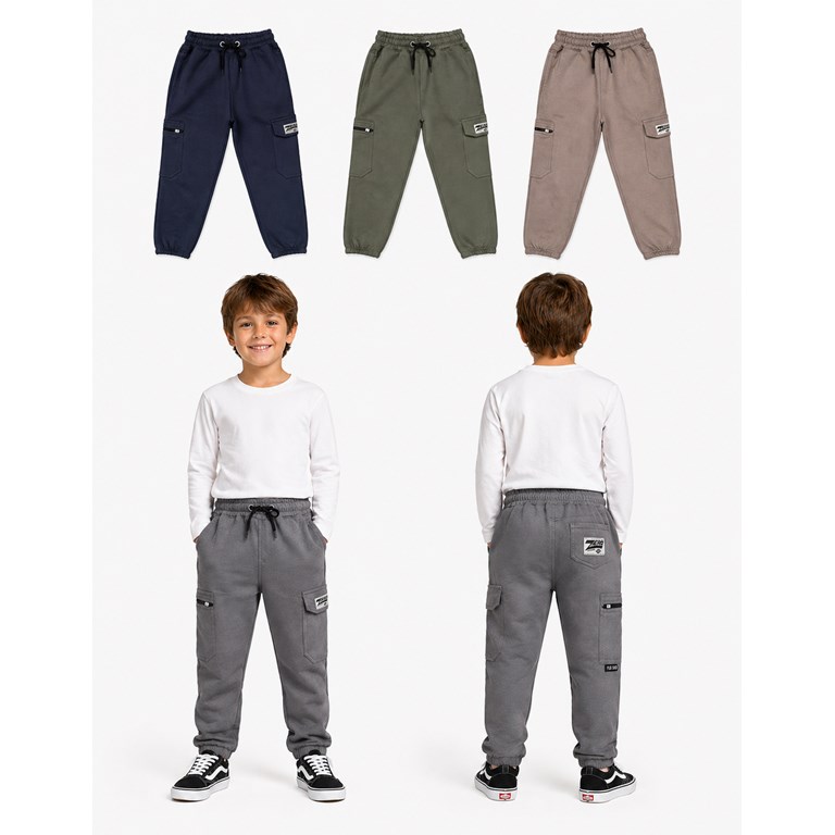 JOGGING CARGO DE FRISA CON CIERRE PARA VARON. FLIRTY