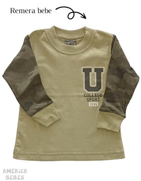 REMERA MANGA LARGA BEBE ESTAMPA MILITAR FLIRTY