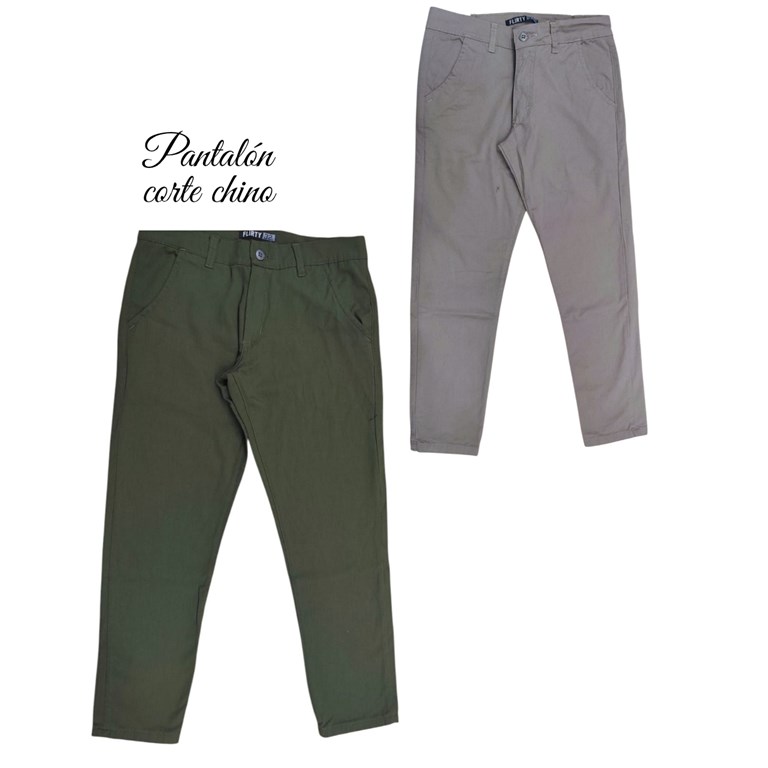 Pantalon de nene corte chino en gabardina.Flirty