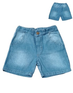 BERMUDA DE JEAN PARA NIÑO CON CINTURA REGULABLE Y ROTURAS RIMBI