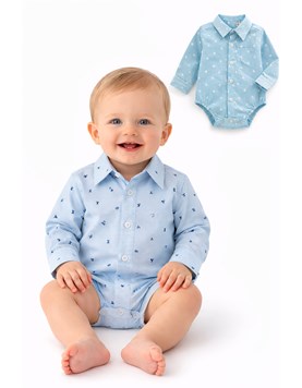 Body camisa estampado manga larga, para bebé. Rimbi