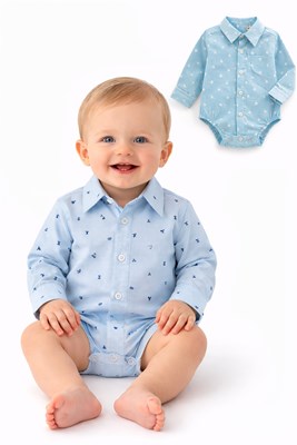 Body camisa estampado manga larga, para bebé. Rimbi