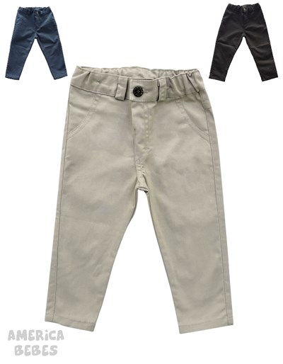 PANTALON BEBE GABARDINA ELASTIZADO CON CINTURA REGULABLE RIMBI