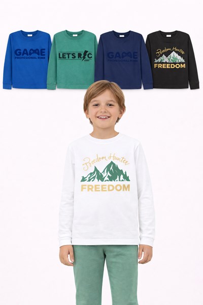 Remera manga larga para nenes, estampa 'Let´s rock'. Rimbi
