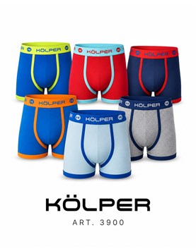 Boxer liso con ribetes en color 94% algodon, 6% elastano. Kolper