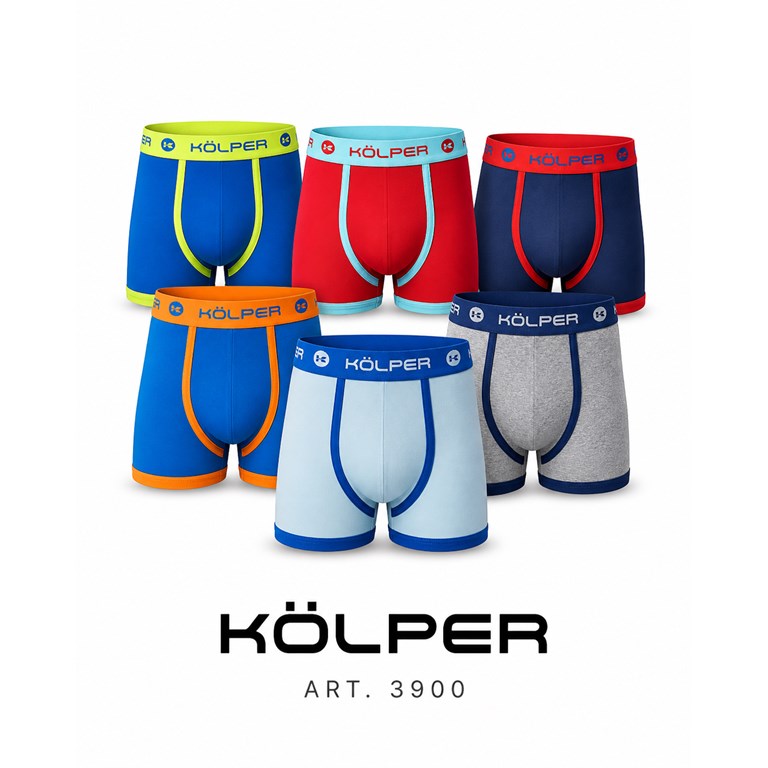 Boxer liso con ribetes en color 94% algodon, 6% elastano. Kolper