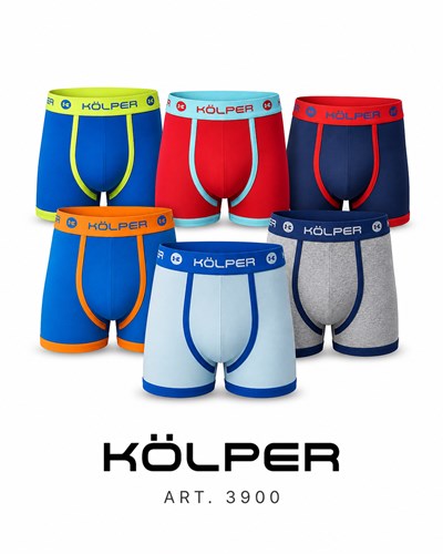 Boxer liso con ribetes en color 94% algodon, 6% elastano. Kolper