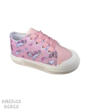 ZAPATILLA PARA BEBA ACORDONADA ESTAMPADA UNICORNIOS