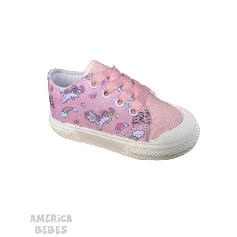 ZAPATILLA PARA BEBA ACORDONADA ESTAMPADA UNICORNIOS
