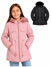 CAMPERA PARA NENA REVERSIBLE FORRADA EN CORDERITO ESTILO PARKA CON CAPUCHA CON PIEL. OLIVIA