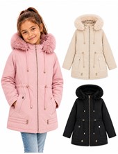 CAMPERA VICKY PARA NENA ESTILO PARKA CON CORDERITO Y CAPUCHA. OLIVIA