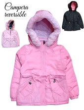 CAMPERA REVERSIBLE CON CAPUCHA DESPMONTABLE, BOLSILLOS CON CIERRE, CINTURA REGULABLE.OLIVIA
