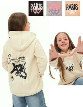 BUZO DE FRIZA OVERSIZE ESTAMPA EN EL FRENTE Y DORSO. OLIVIA