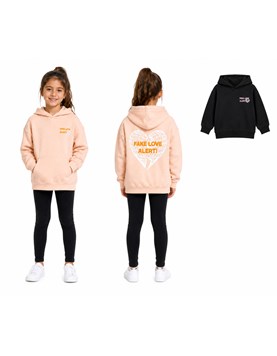 BUZO DE FRISA OVERSIZE CON CAPUCHA ESTAMPA ESPALDA CORAZON. OLIVIA