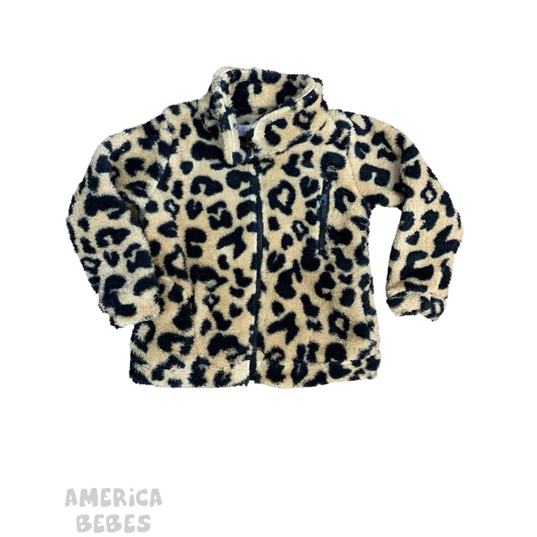 TAPADO DE PIEL CORDERITO PARA NENA ESTAMPADO ANIMAL PRINT LEOPARDO OLIVIA