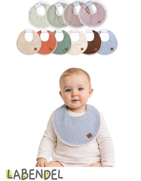 Babero cuello broderie / Pompon. Labendel