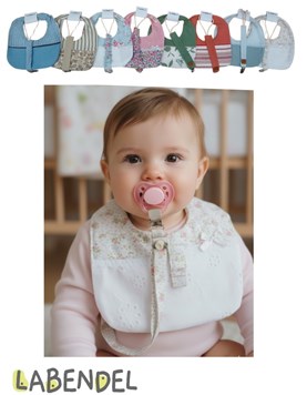 Babero + porta chupete. Labendel