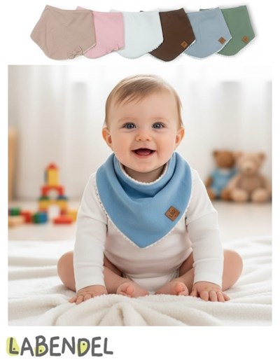 Babero bandana puntilla / Pompon  Labendel